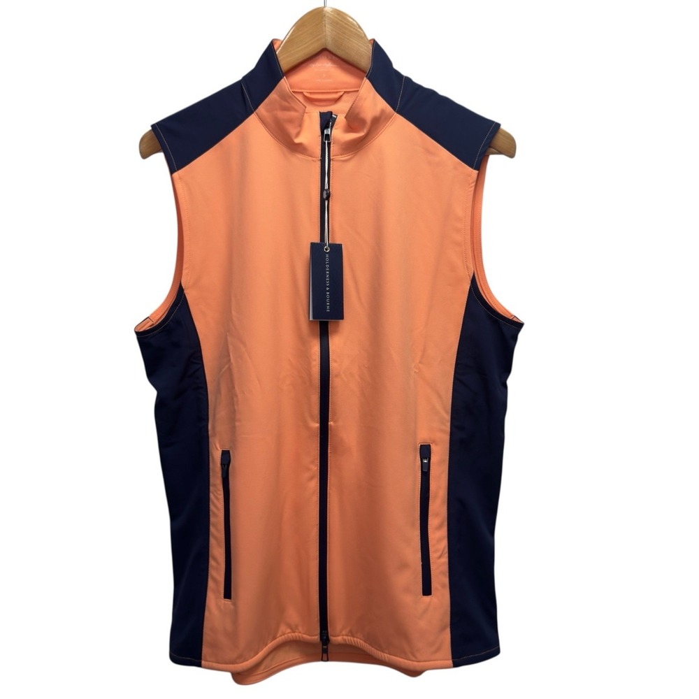 Holderness & Bourne NEW Men's Sz S Hayes Orange Zip Golf Performance Vest Jacket